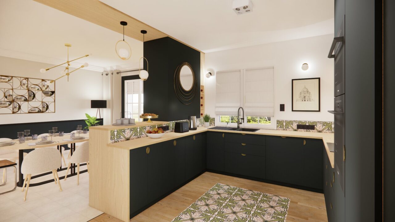 Aménagement et Décoration d'une Cuisine et Son Séjour Art Déco