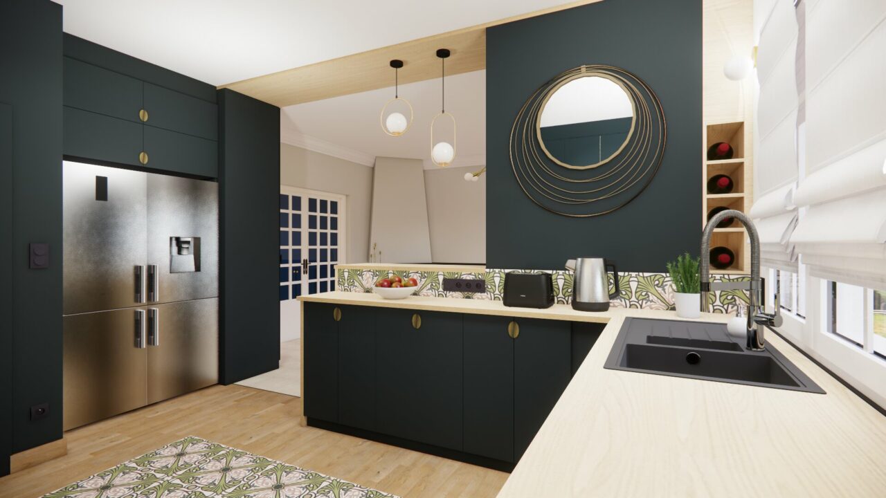 Aménagement et Décoration d'une Cuisine et Son Séjour Art Déco