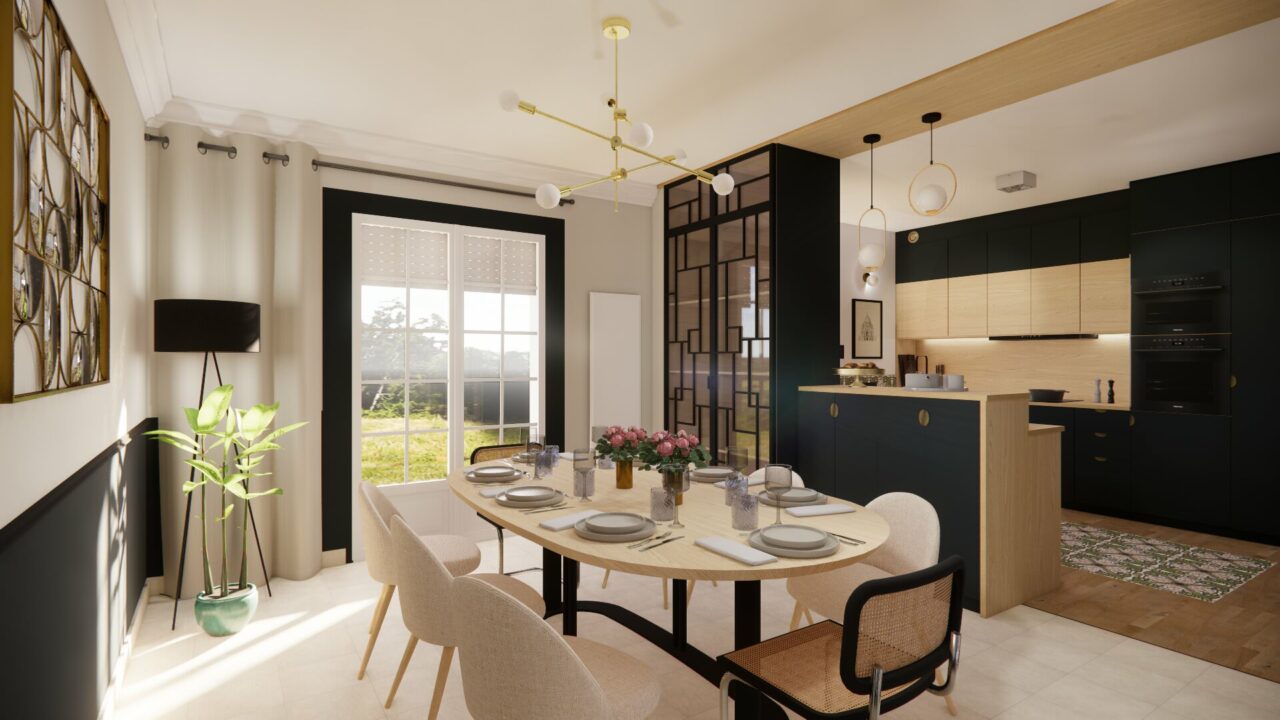 Aménagement et Décoration d'une Cuisine et Son Séjour Art Déco
