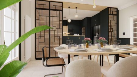 Aménagement et Décoration d'une Cuisine et Son Séjour Art Déco