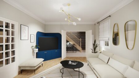 Ameublement et Décoration d'un Salon Art Déco Bleu et Blanc
